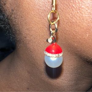 Festive holiday inspired handmade glass bead earrings